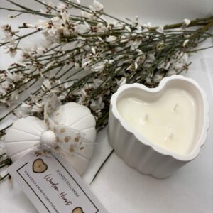 Candela in giara di CERAMICA artigianale   " Wooden Heart"