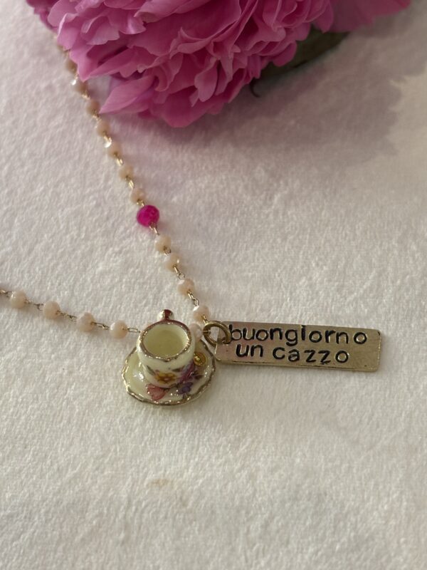 Collana rosario  "Buongiorno un cazzo"