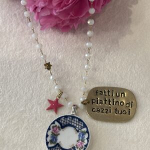 Collana rosario  "Fatti un piattino di cazzi tuoi"