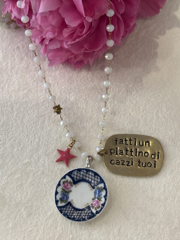 Collana rosario  "Fatti un piattino di cazzi tuoi"